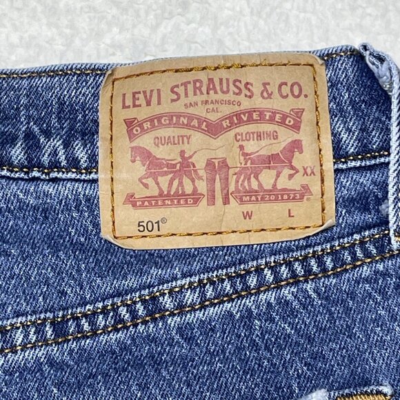 Levis 501 Jeans Womens 29x32 Blue Original Fit Button Fly Straight Leg High Rise - Picture 5 of 13